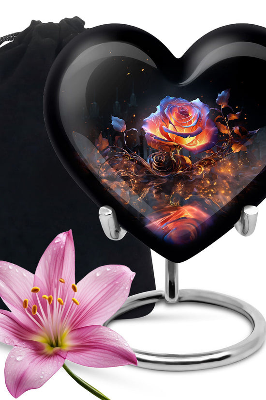 Glowing Rose Cremation Urn - Fantasy Memorial Urn For Ashes
