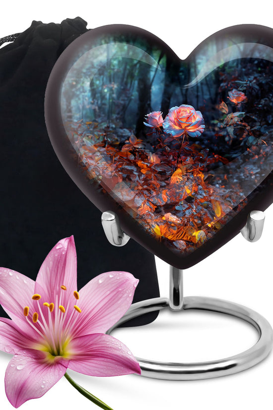 White Rose Theme Funeral Urn - Aluminium Memorial Urn For Loved Ones
