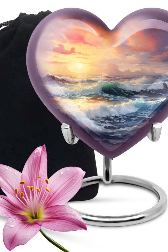 Beautiful Beach Theme Funeral Urn - Sunset Memorial Urn For Adult Ashes