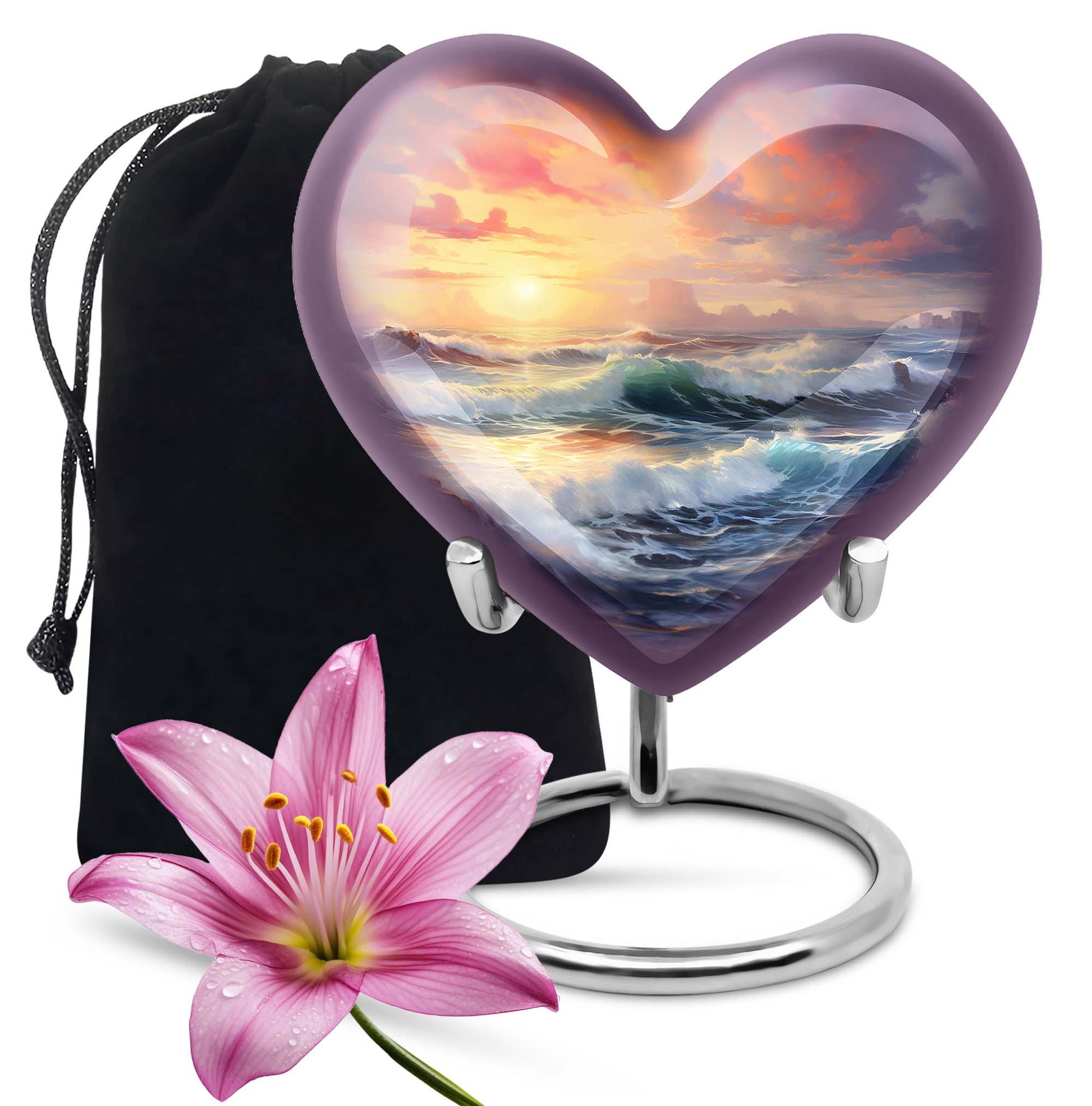 Beautiful Beach Theme Funeral Urn - Sunset Memorial Urn For Adult Ashes