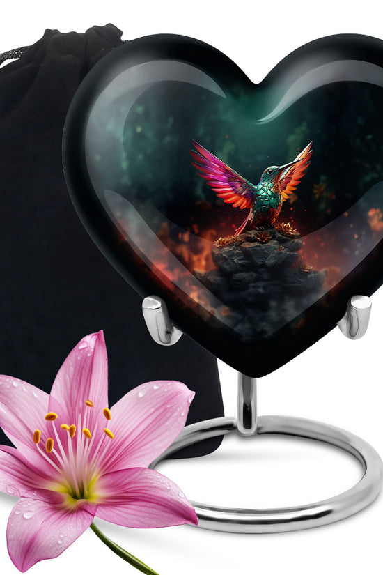 Green Hummingbird Funeral Urn - Decorative Memorial Urn For Adults Ashes