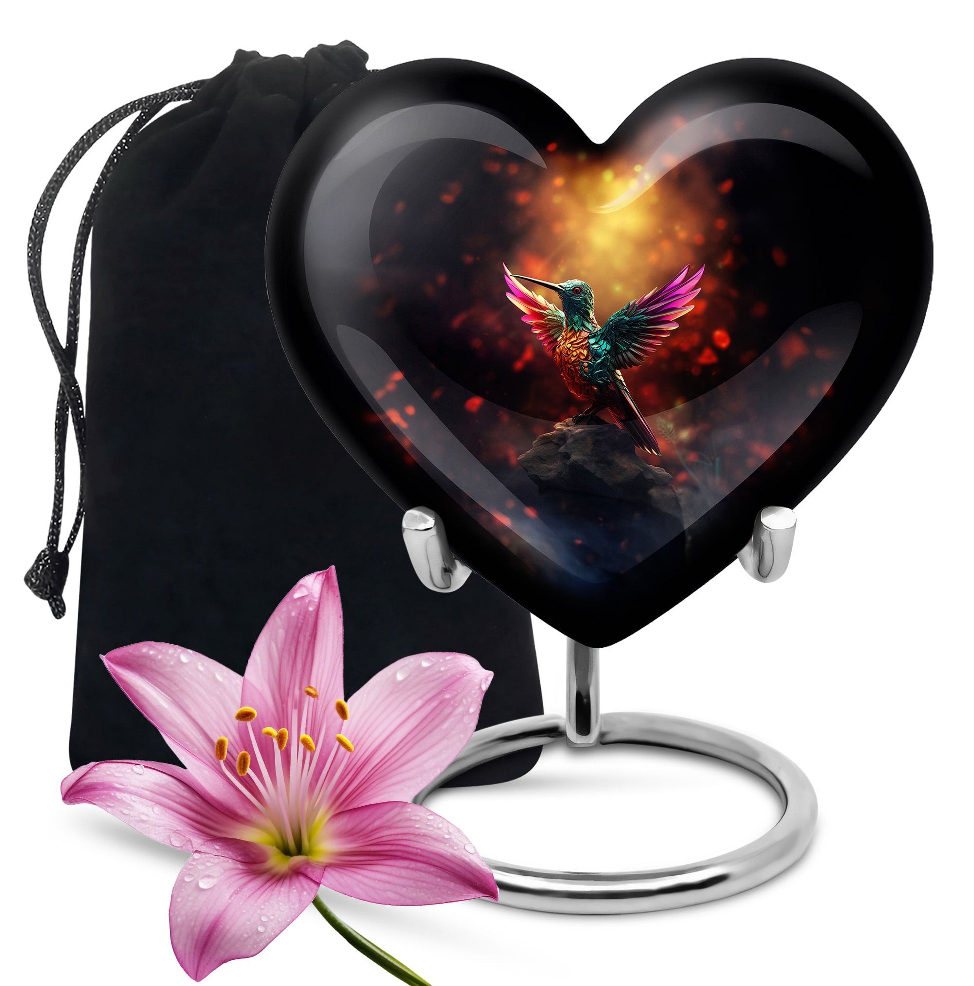 Colourful Hummingbird Memorial Urn - Premium Funeral Urn For Loved Ones