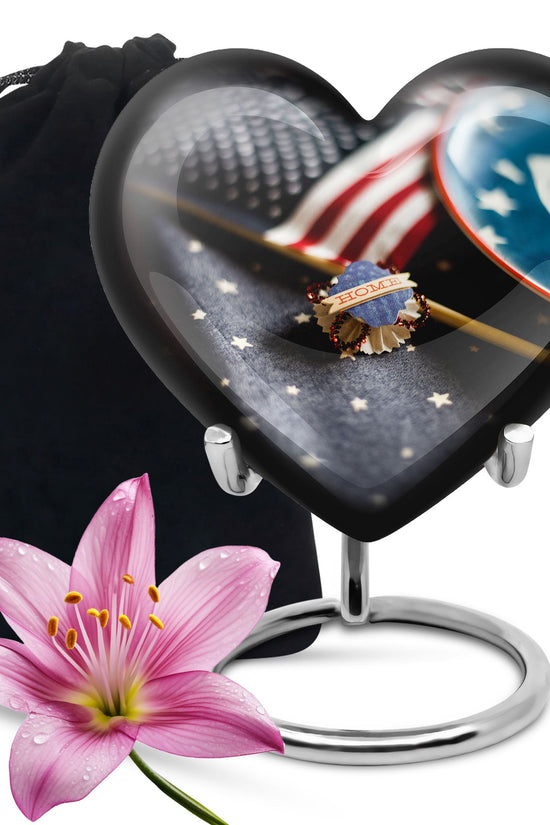US Flag Theme Memorial Urn - Large Cremation Urn For Human Ashes