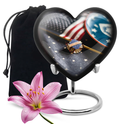 US Flag Theme Memorial Urn - Large Cremation Urn For Human Ashes