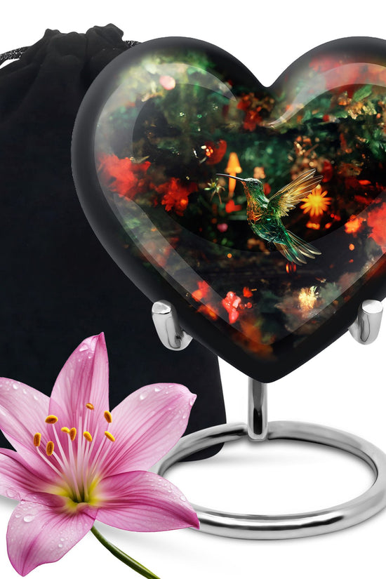 Crystal Hummingbird Memorial Urn - Premium Cremation Urn For Human Ashes