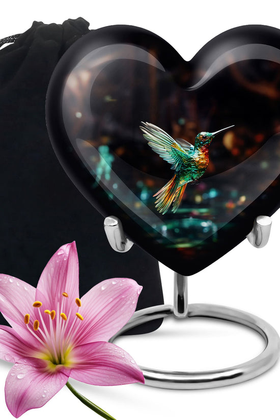 Crystal Hummingbird Theme Cremation Urn - Luxury Funeral Urn For Loved Ones