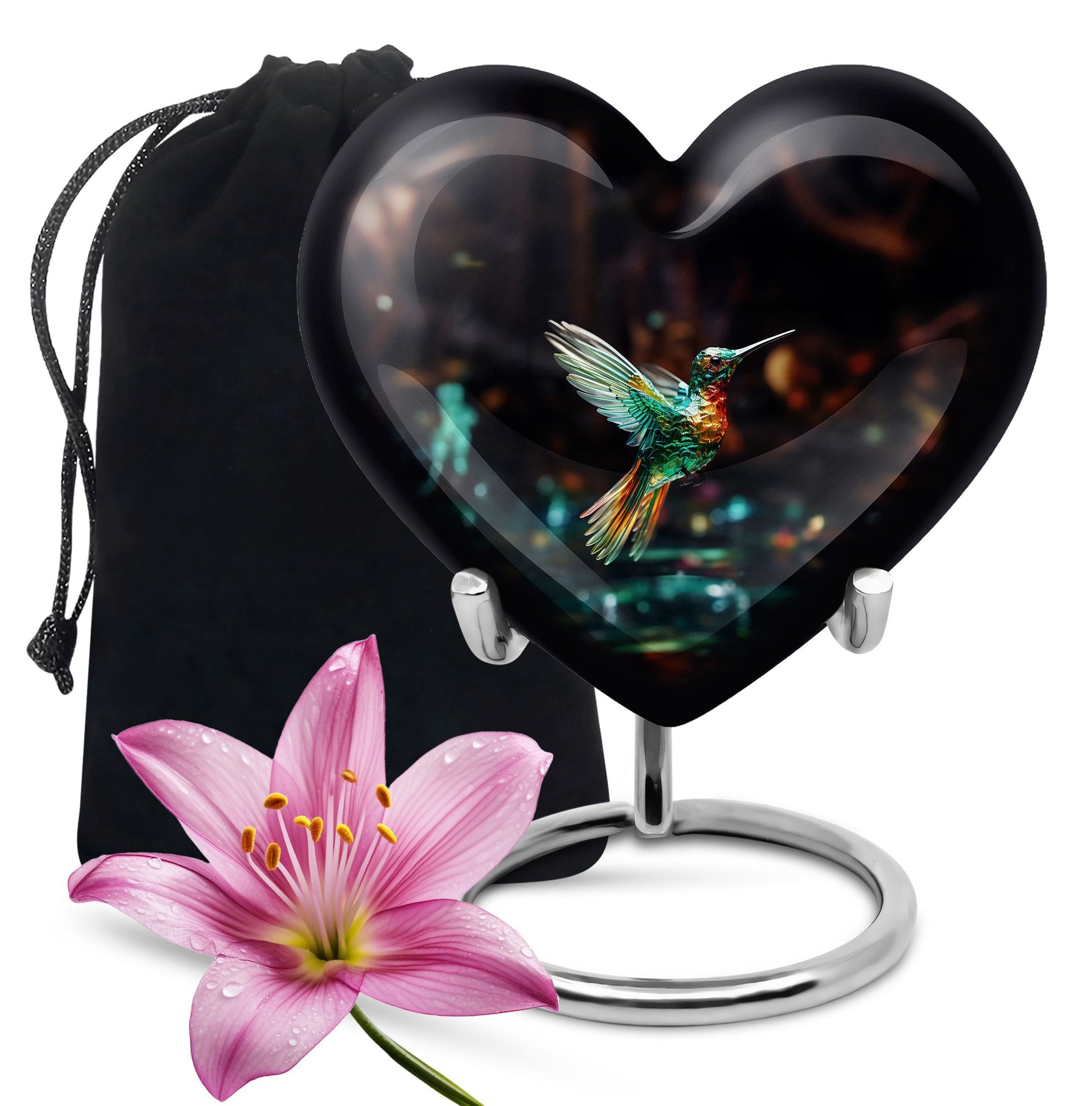 Crystal Hummingbird Theme Cremation Urn - Luxury Funeral Urn For Loved Ones