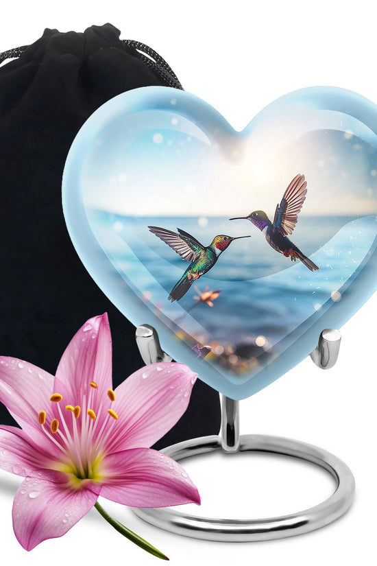 Couple Hummingbird Theme Funeral Urn - Beautiful Ashes Urn For Adults