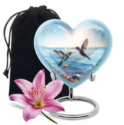 Couple Hummingbird Theme Funeral Urn - Beautiful Ashes Urn For Adults