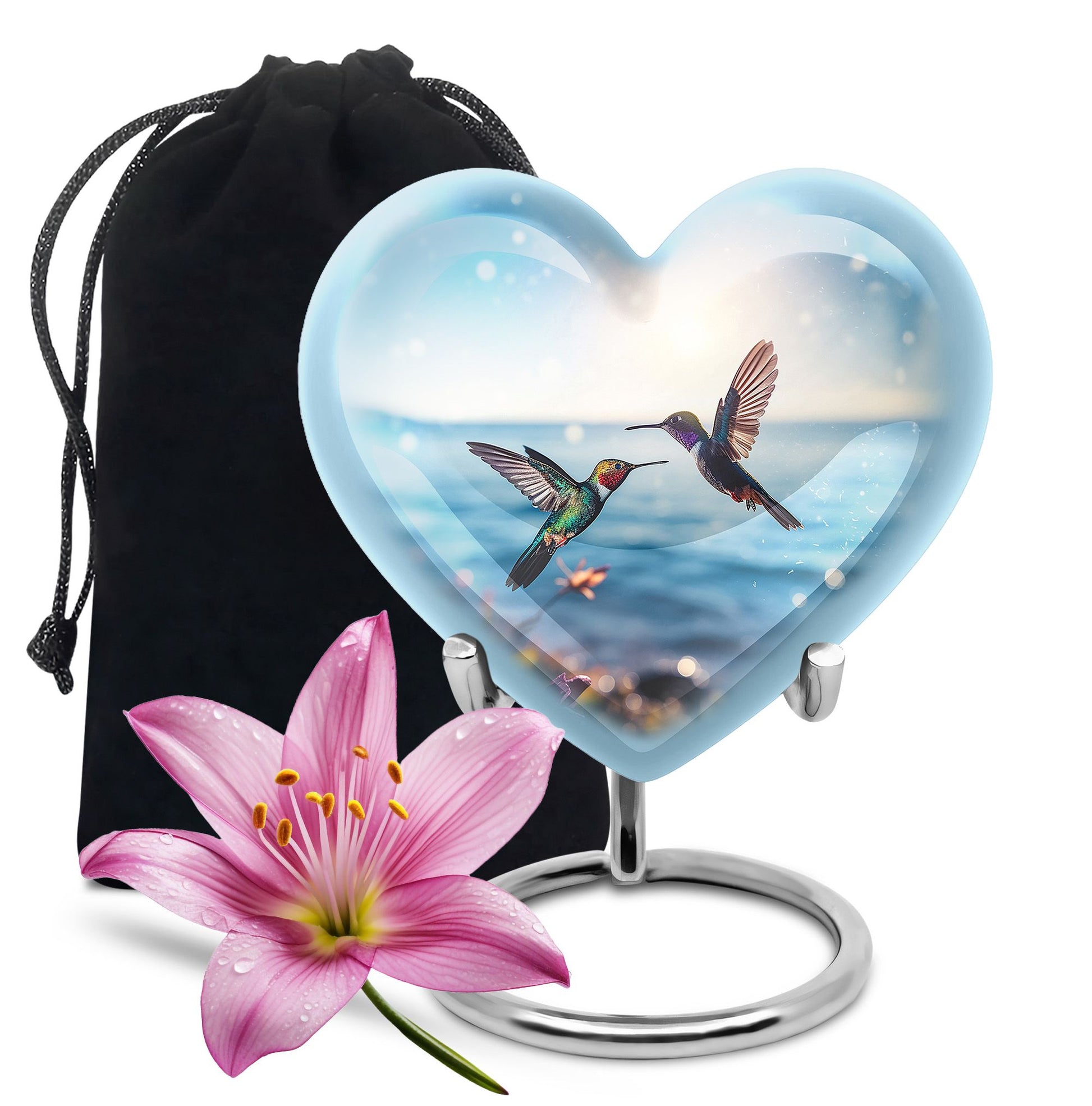 Couple Hummingbird Theme Funeral Urn - Beautiful Ashes Urn For Adults