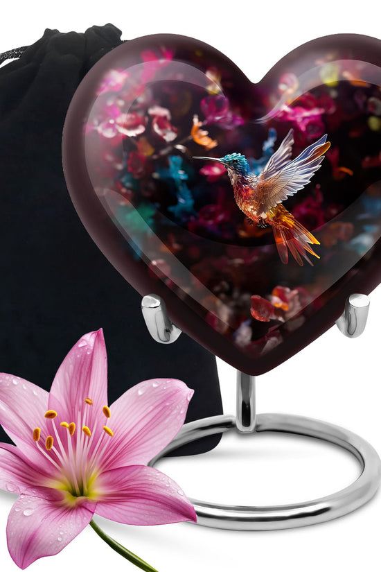 Colourful Decorative Hummingbird Memorial Urn - Cremation Urn For Male & Female