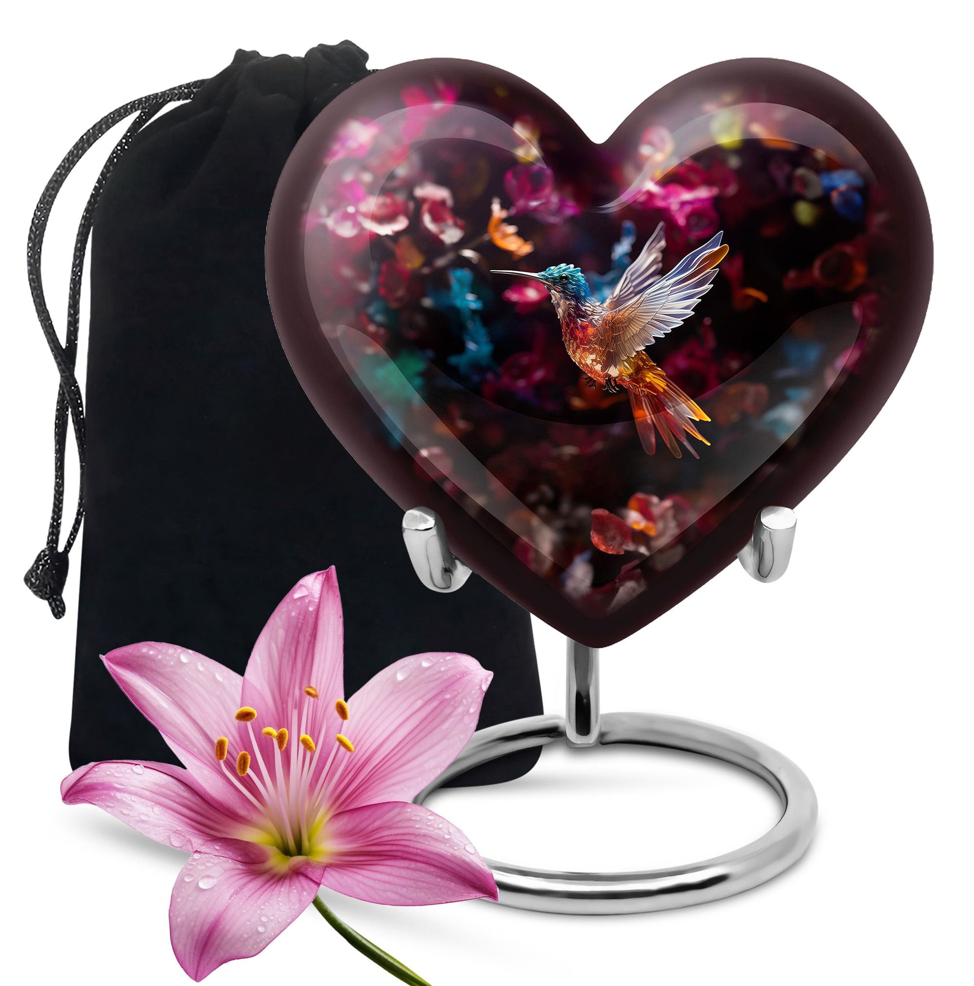 Colourful Decorative Hummingbird Memorial Urn - Cremation Urn For Male & Female