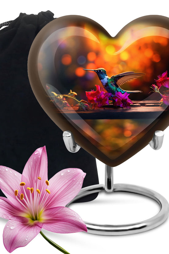 Green Hummingbird Funeral Urn - Large Funeral Urn For Human Ashes