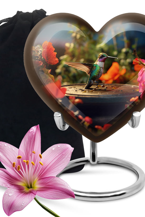 Elegant Hummingbird Memorial Urn - Aluminium Cremation Urn For Human Ashes