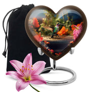 Elegant Hummingbird Memorial Urn - Aluminium Cremation Urn For Human Ashes