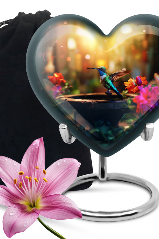 Classic Hummingbird Cremation Urn - Yellow Large Memorial Urn For Loved Ones