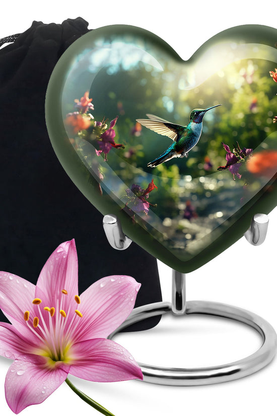 Hummingbird Cremation Urn - Forest Theme Urn For Human Ashes