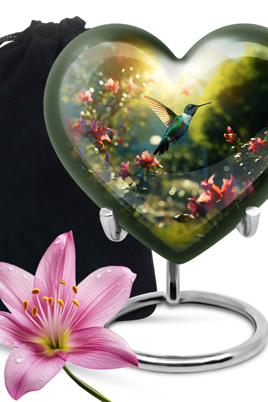 Nature Hummingbird Memorial Urn - Elegant Funeral Urn For Human Ashes