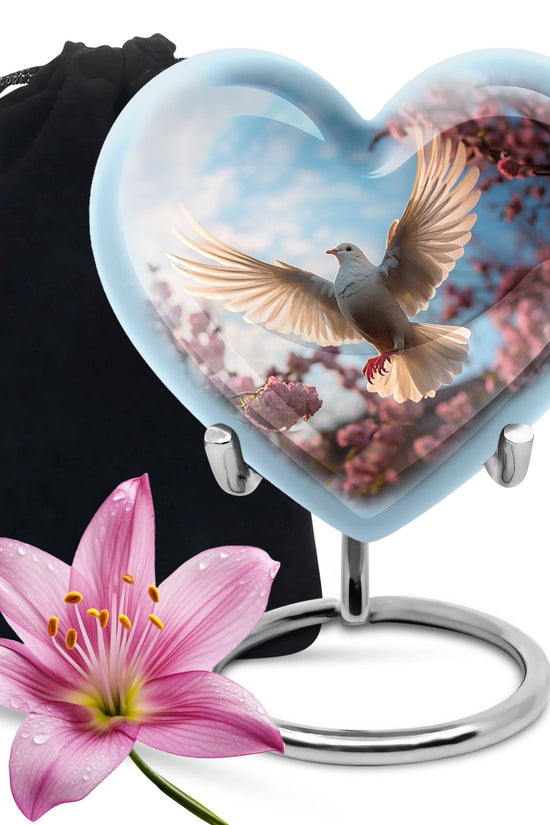 Beautiful Memorial Urn For Ashes - Dove Bird Theme CrematIon Urn