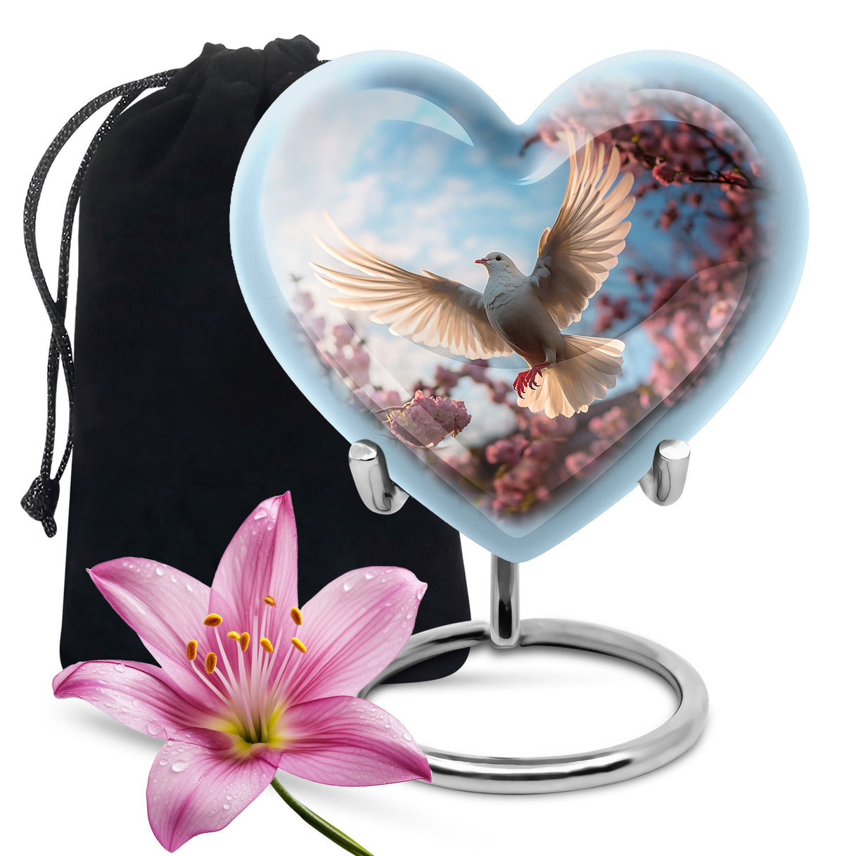 Beautiful Memorial Urn For Ashes - Dove Bird Theme CrematIon Urn