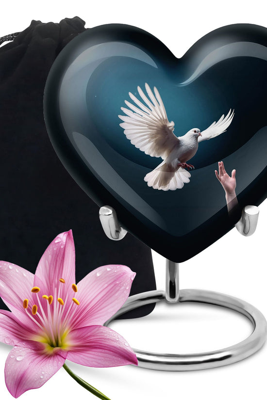 Dove Bird Beautiful Funeral Urn - Blue Aluminium Urn For Human Ashes