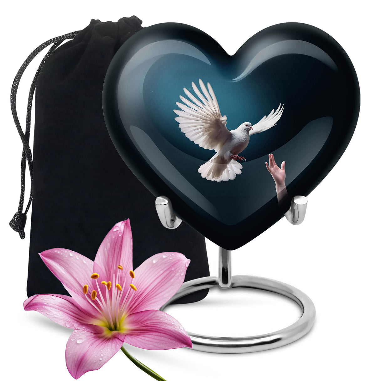 Dove Bird Beautiful Funeral Urn - Blue Aluminium Urn For Human Ashes