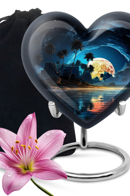 Night Beach Memorial Urn - Moonlight Cremation Urn For Loved Ones