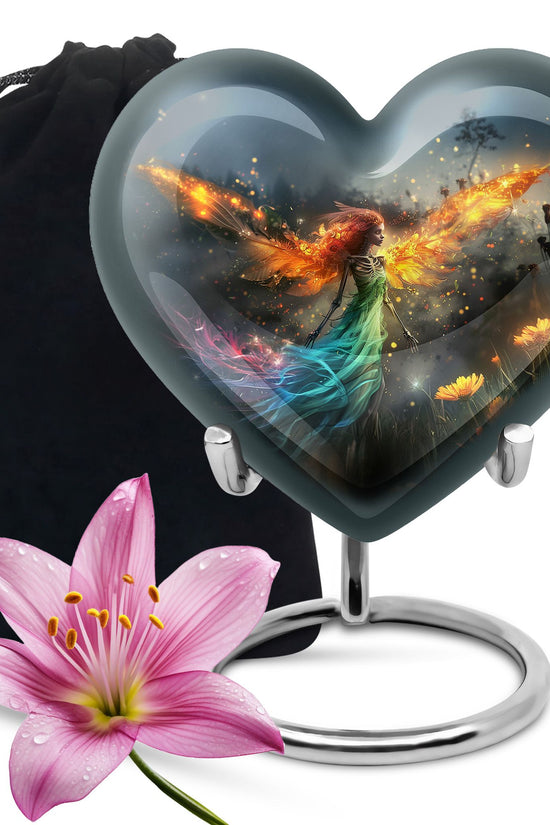 Flame Wing Angel Memorial Urn - Dark Cremation Urn For Male & Female