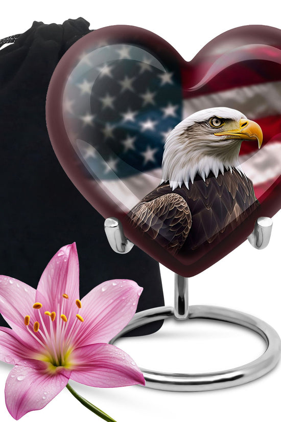 Bold Eagle Cremation Urn - Military Veteran Theme Memorial Urn For Human Ashes