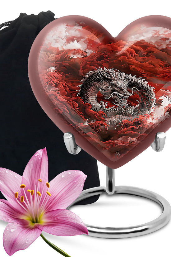 Japanese Dragon Memorial Urn - Aluminium Large Urn For Adult Ashes