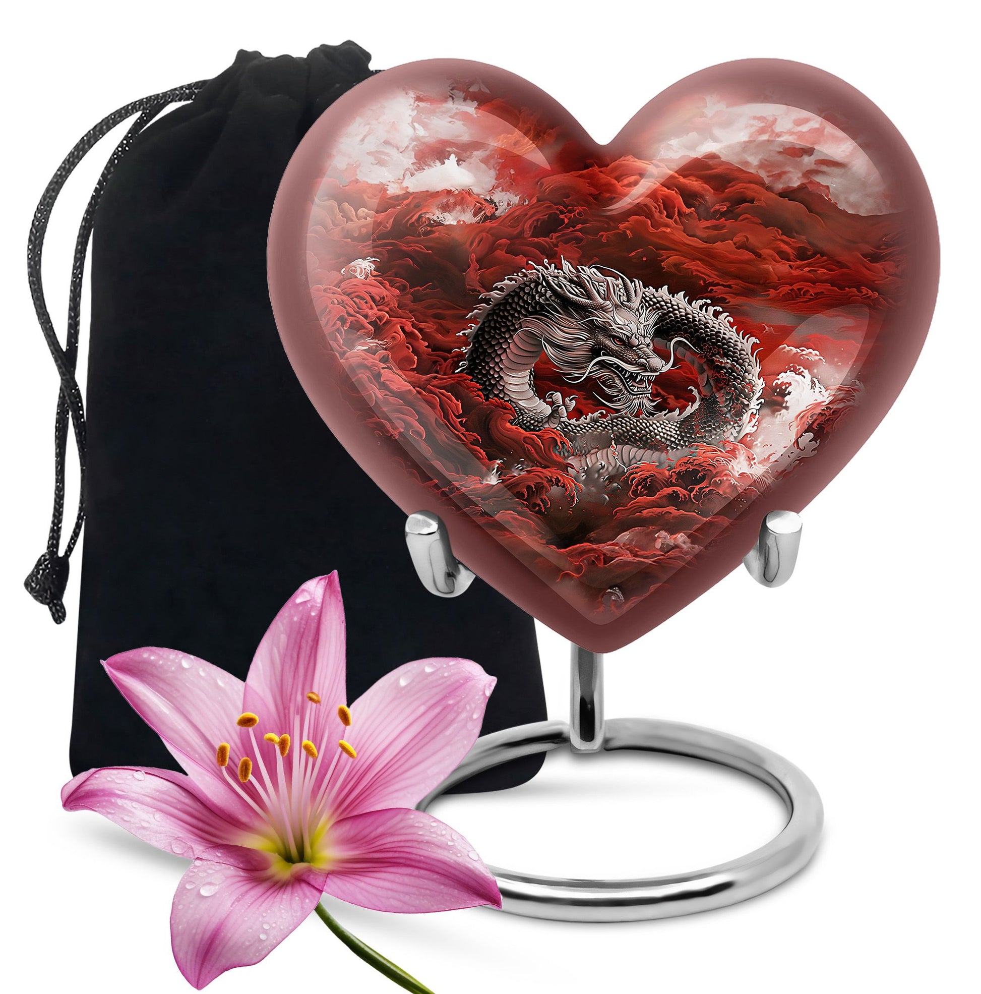 Japanese Dragon Memorial Urn - Aluminium Large Urn For Adult Ashes