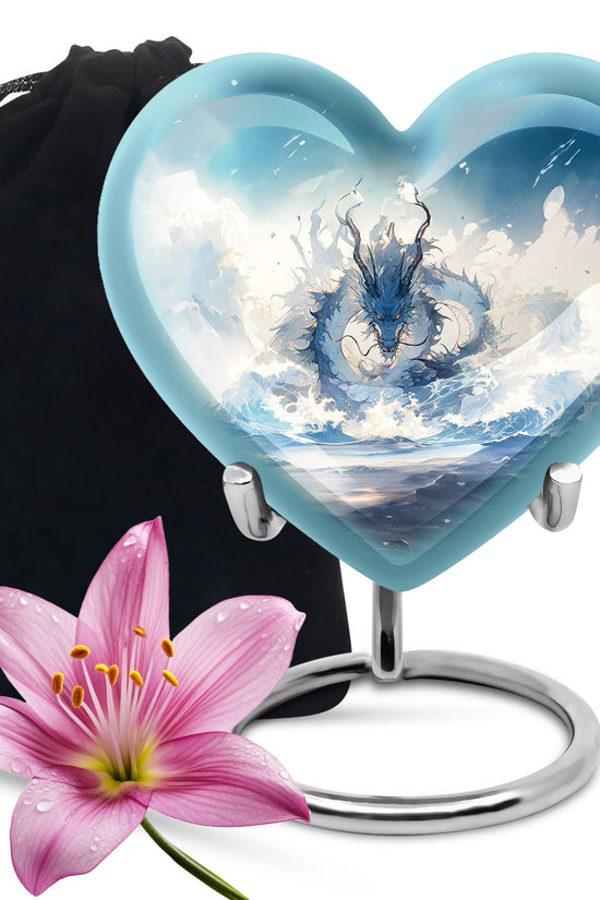 Mystic Blue Dragon Cremation Urn For Adult - Artistic Funeral Urn For Ashes