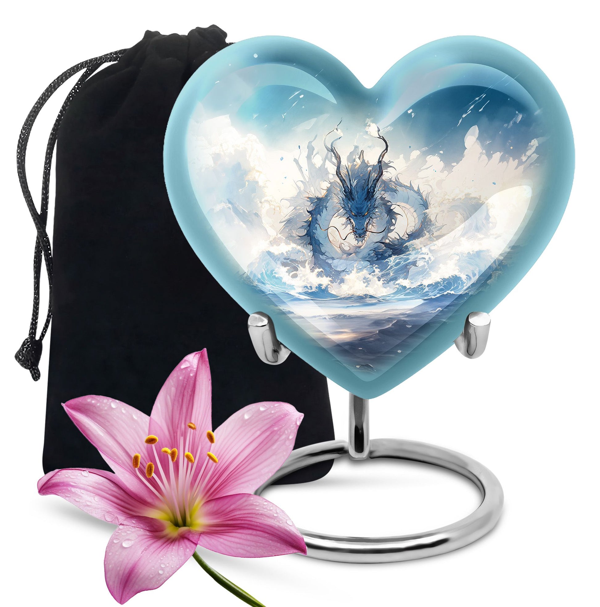 Mystic Blue Dragon Cremation Urn For Adult - Artistic Funeral Urn For Ashes