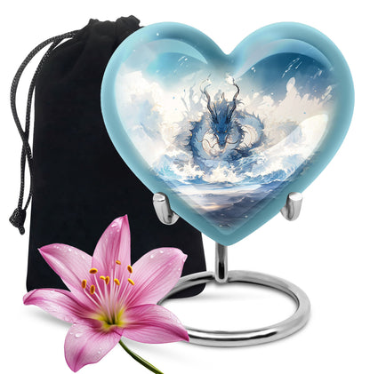 Mystic Blue Dragon Cremation Urn For Adult - Artistic Funeral Urn For Ashes