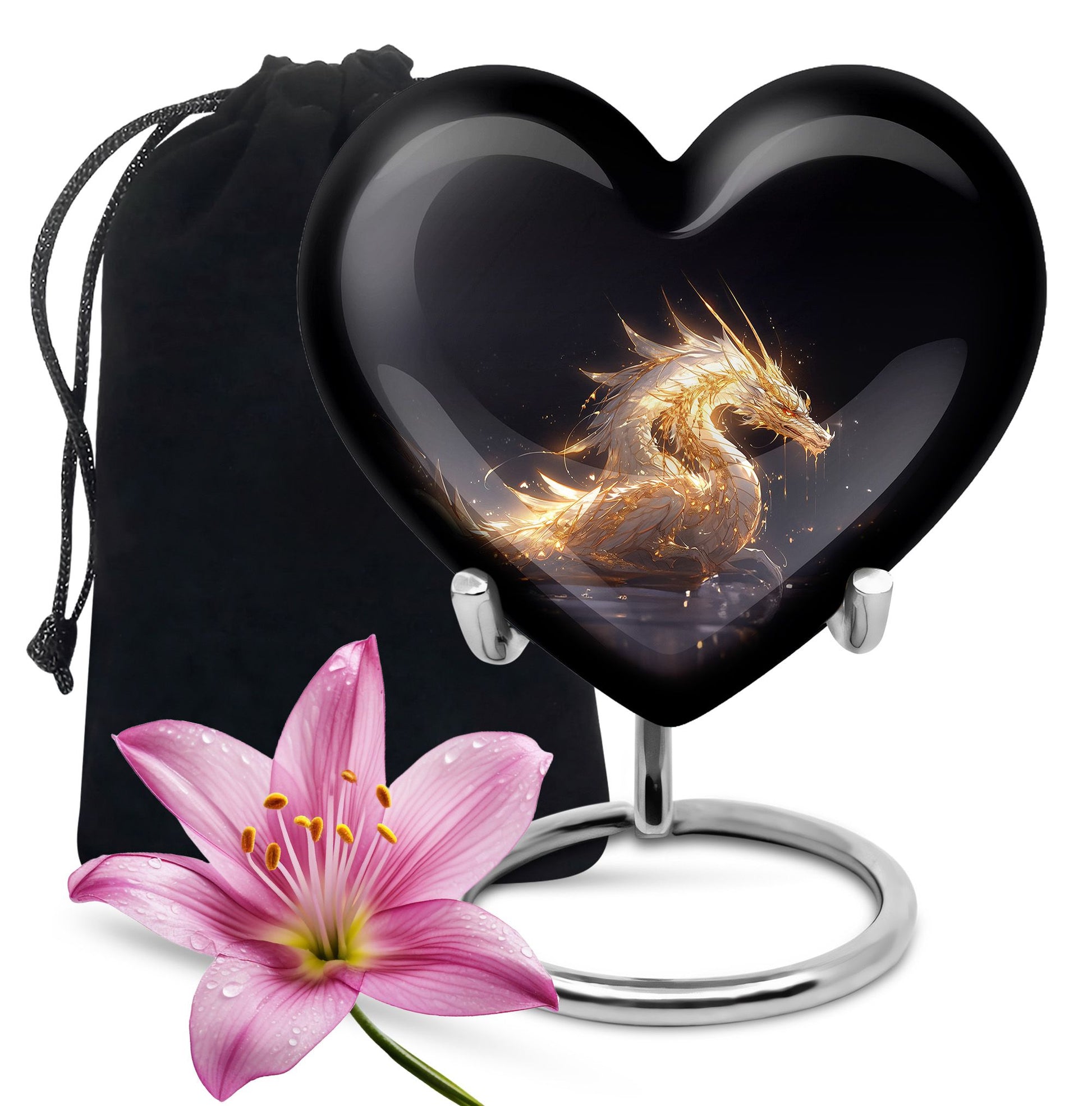 Black Shadow Dragon Cremation Urn For Ashes - Elegant Memorial Urn