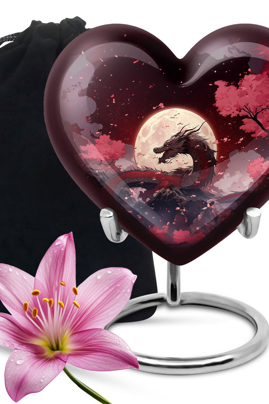 Red Artistic Dragon Memorial Urn - Beautiful Funeral Urn For Adult Ashes