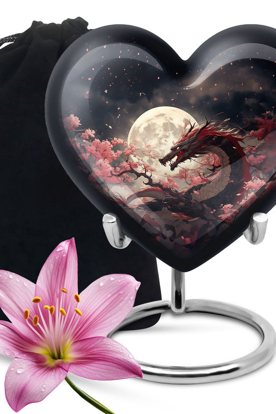 Red Dragon Funeral Urn - Beautiful Theme Memorial Urn For Loved Ones