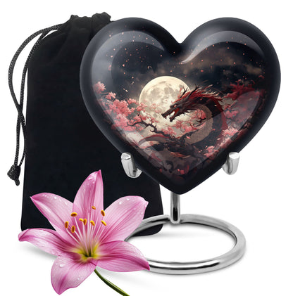 Red Dragon Funeral Urn - Beautiful Theme Memorial Urn For Loved Ones