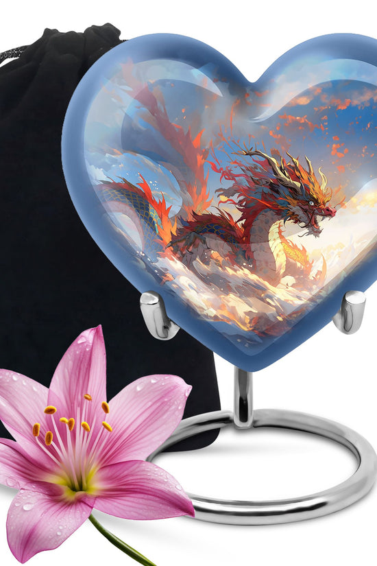 Golden Phoenix Dragon Funeral Urn For Human Ashes - Decorative Memorial Urn