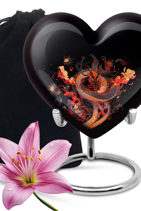 Dragon Fantasy Cremation Urn For Human Ashes - Aluminium Black Memorial Urn