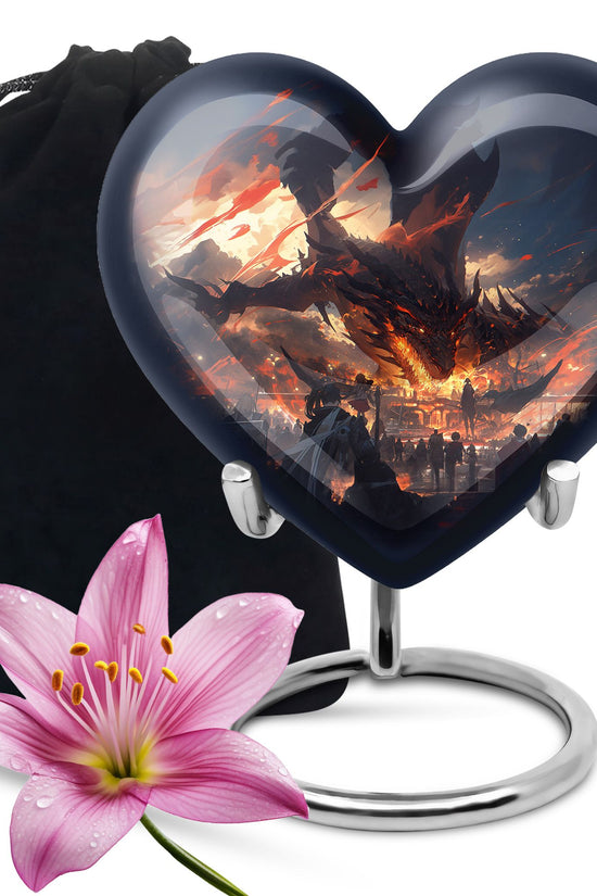 Royal Black Dragon Memorial Urn - Decorative Funeral Urn For Human Ashes