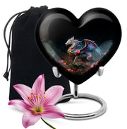 Dragon Warrior Theme Funeral Urn - Scenic Aluminium Memorial Urn For Ashes