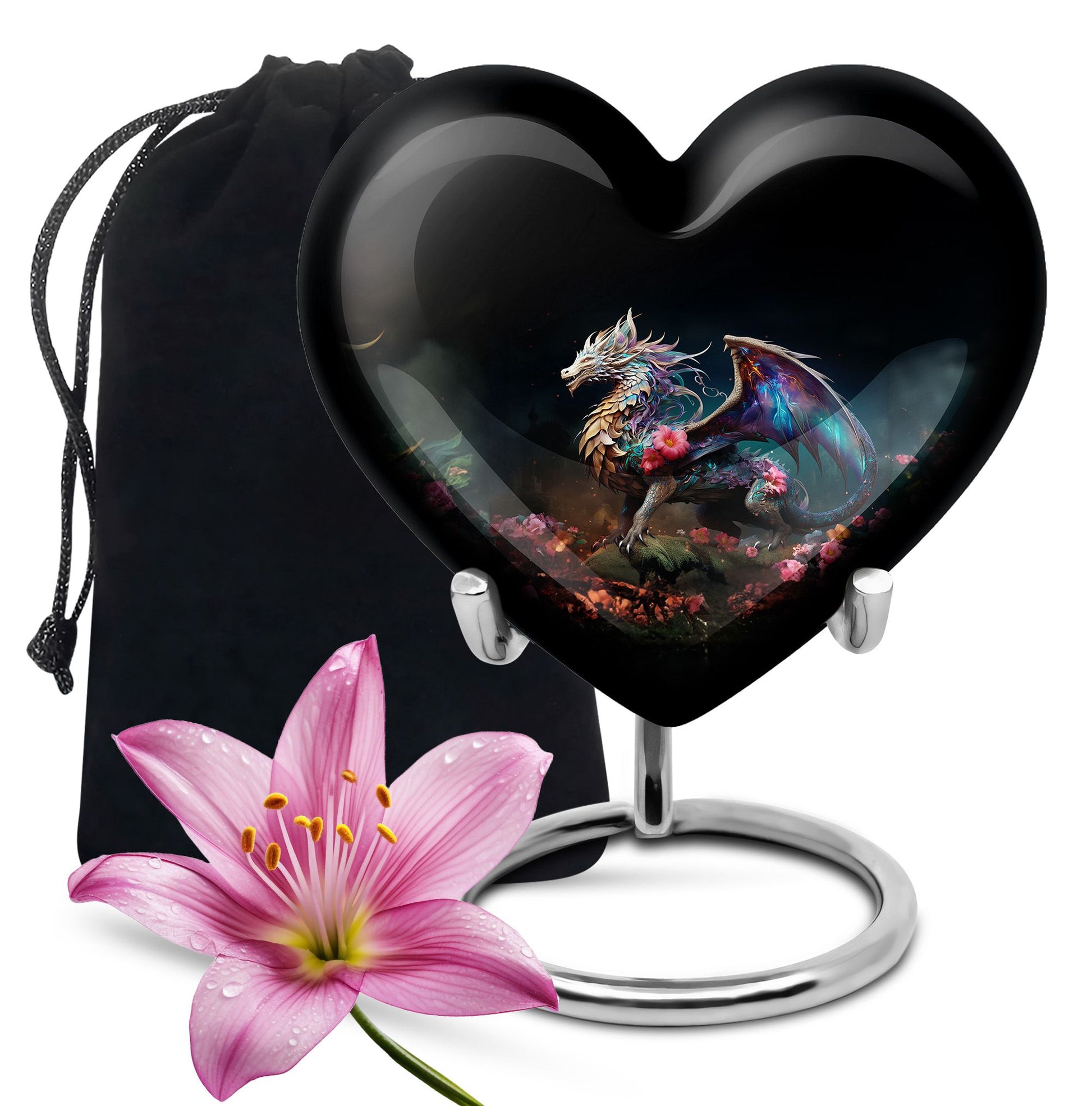 Dragon Warrior Theme Funeral Urn - Scenic Aluminium Memorial Urn For Ashes