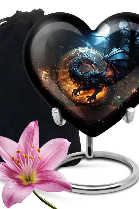 Purple Mystic Dragon Cremation Urn For Ashes - Fantasy Memorial Urn
