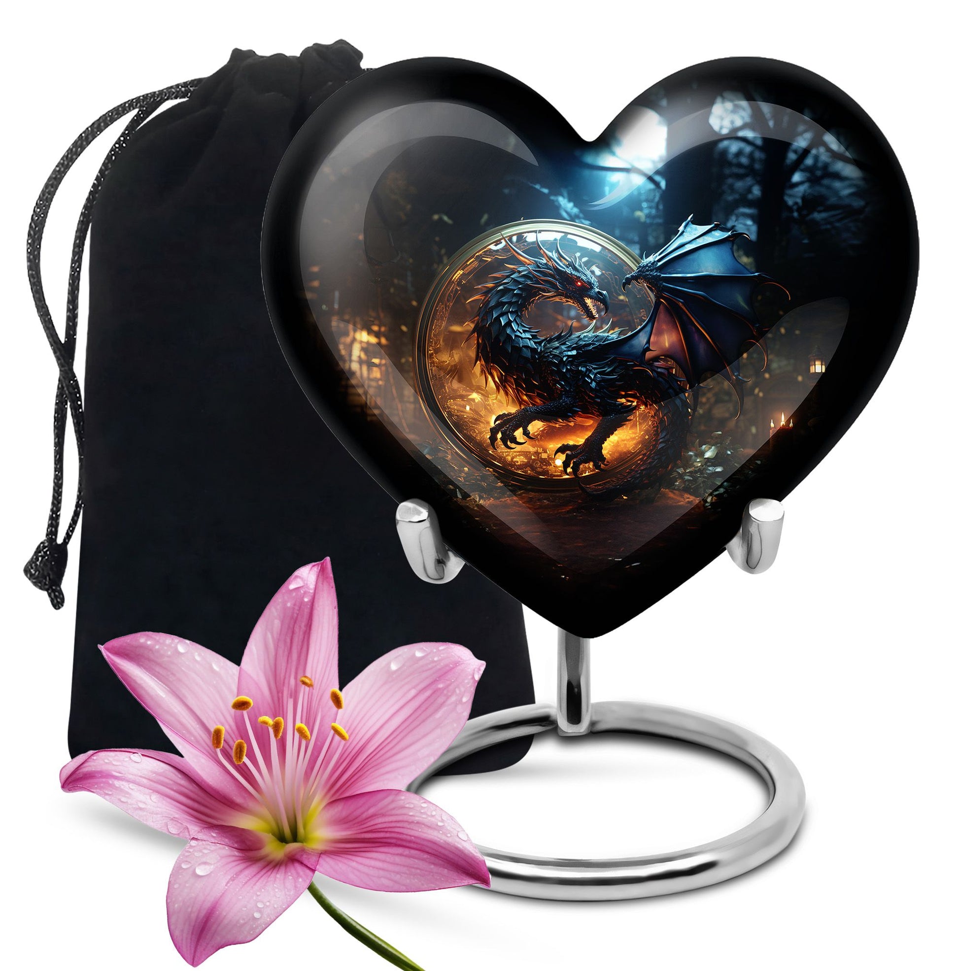 Purple Mystic Dragon Cremation Urn For Ashes - Fantasy Memorial Urn