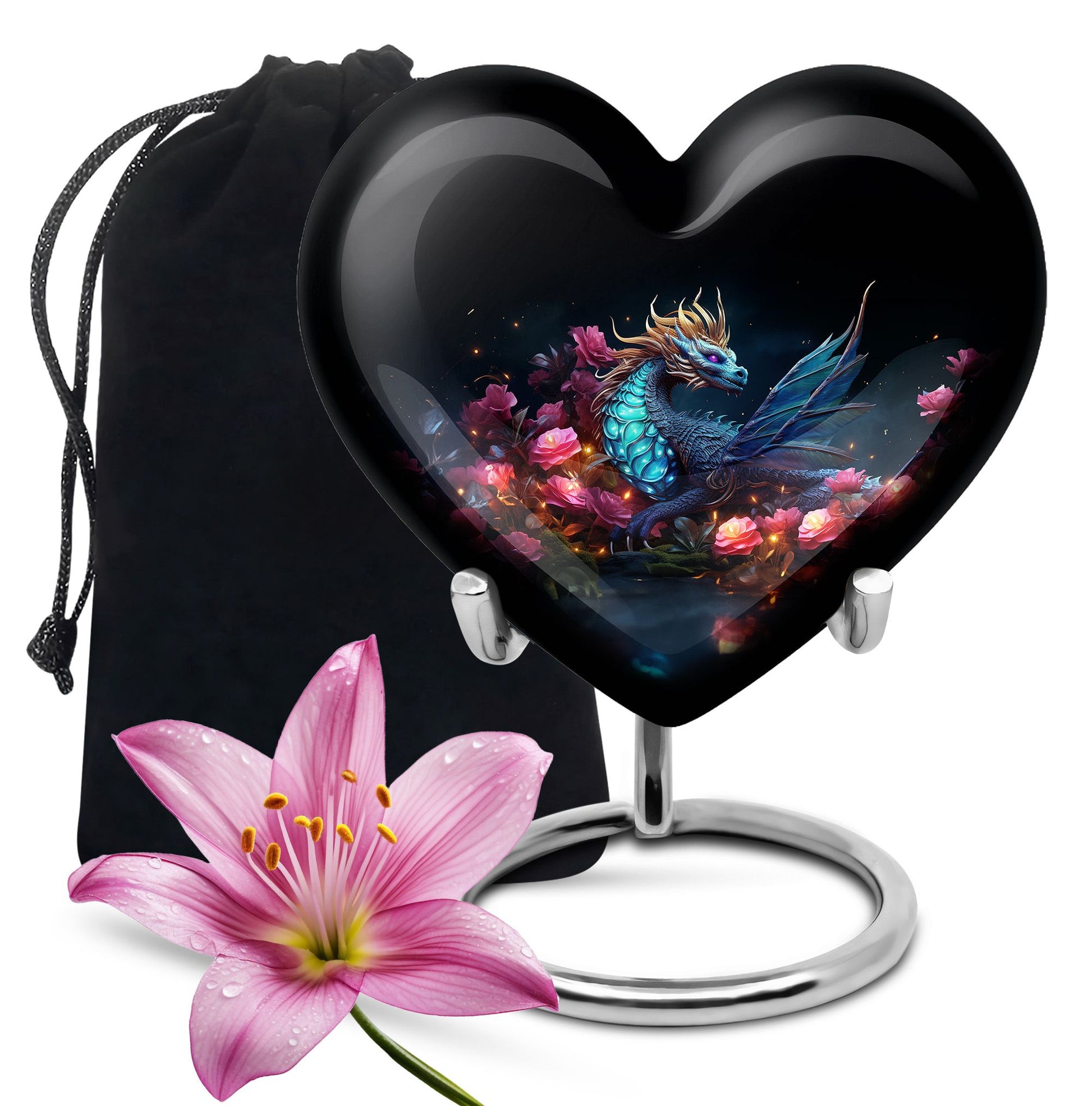 Dragon Theme Funeral Urn - Red Artistic Cremation Urn For Adult Ashes