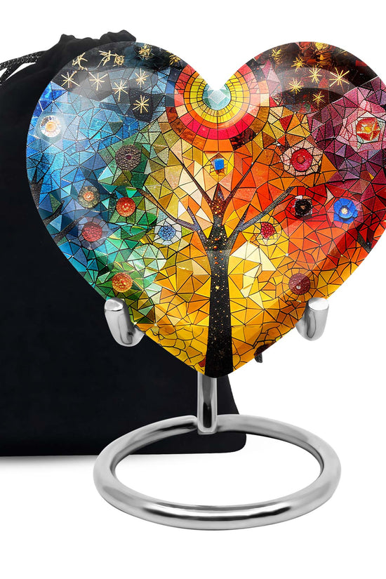 Colourful Artistic Tree Cremation Urn - Large Funeral Urn For Ashes