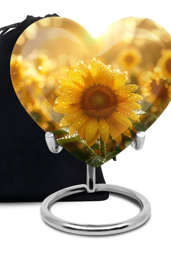 Floral Sunflower Cremation Urn - Peaceful Ashes Urn For Loved Ones