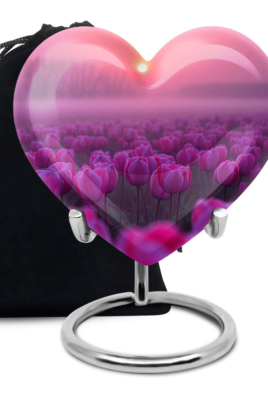 Sunset Pink Tulip Funeral Urn - Elegant Cremation Urn For Human Ashes