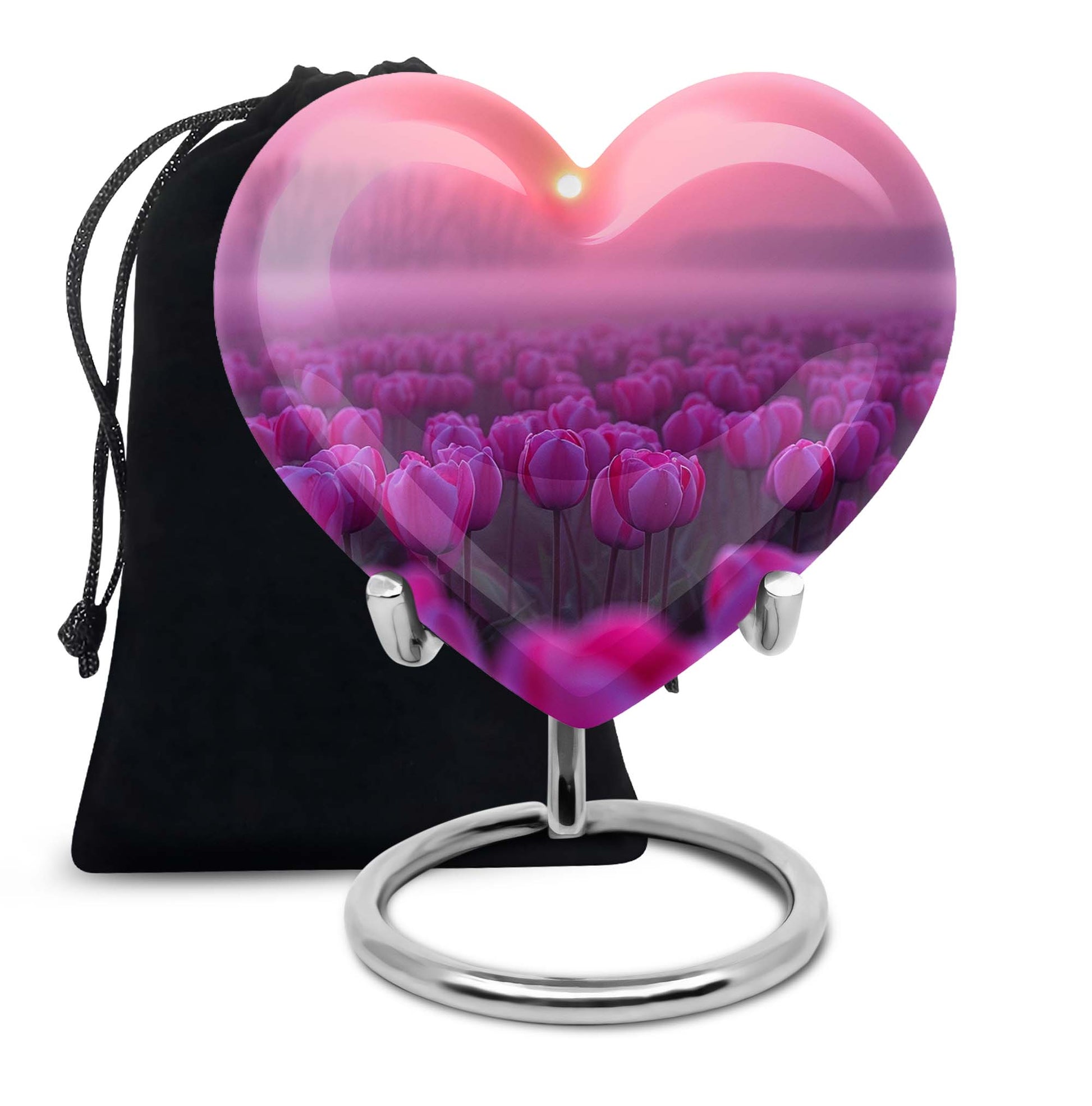 Sunset Pink Tulip Funeral Urn - Elegant Cremation Urn For Human Ashes